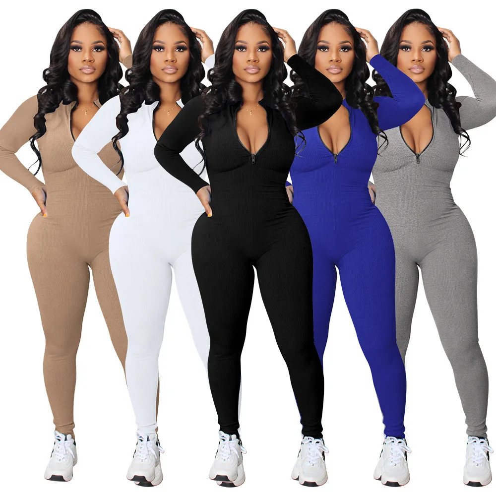Herbal Yoga - M3112 Women's Jumpsuits Bodysuit Zipper Long