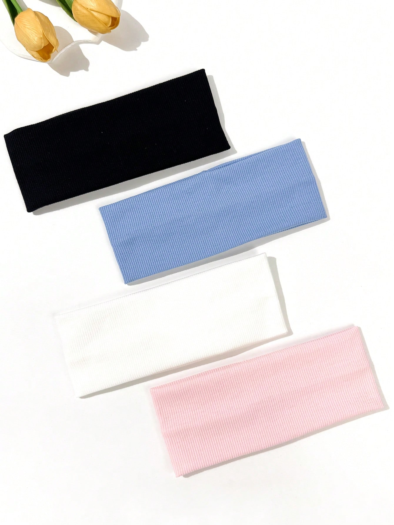 Herbal Yoga - 4-piece set of solid-color hair bands