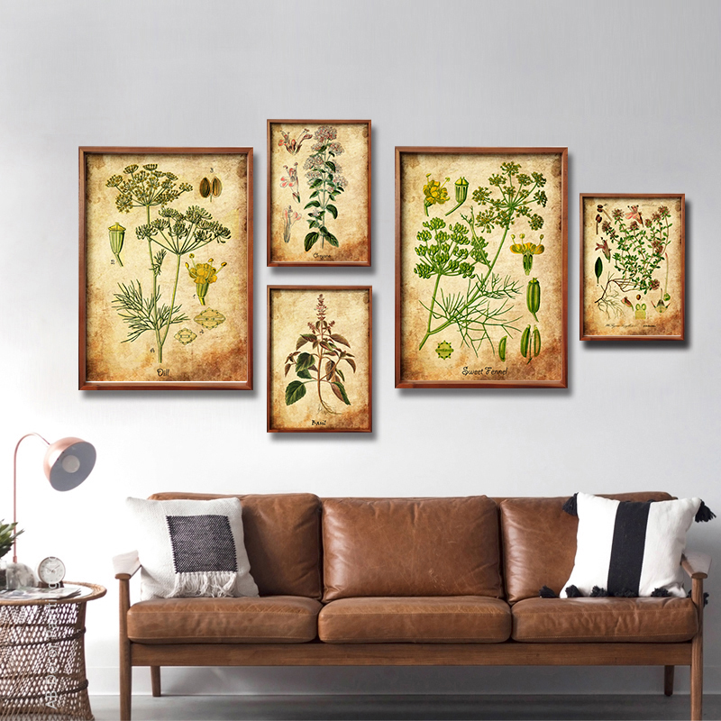 Herb Flowers Retro Poster Vint - Herbal Wallpaper 评论和价格