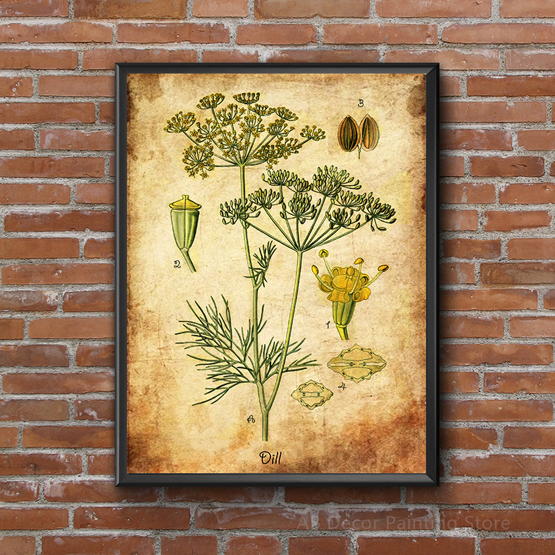 Herb Flowers Retro Poster Vint - Herbal Wallpaper 评论和价格